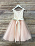 Petite Adele Big Girls Blush Silk Satin Tulle Junior Bridesmaid Dress 8-12 - SophiasStyle.com